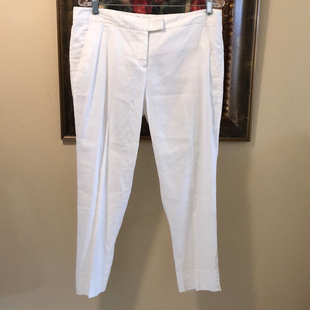 🌸 Theory Classic split hem cropped linen blend back pocket pants